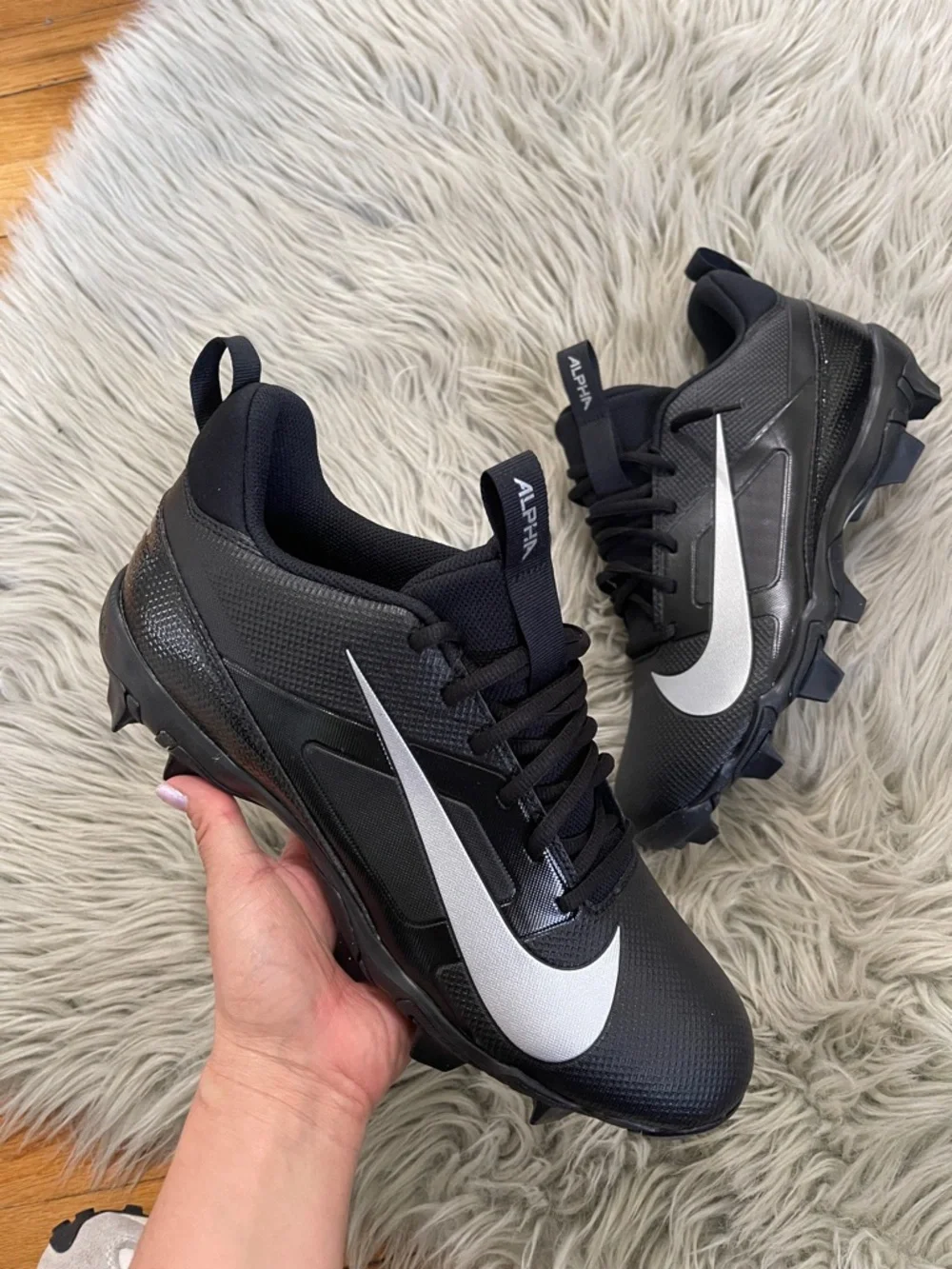 Nike Black & White Alpha Menace 4 elite Baseball Cleats